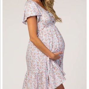 PinkBlush blue floral ruffle dress